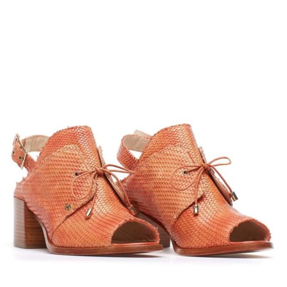 CAPEZZANI Leather Block Heel Sling Back Shooties